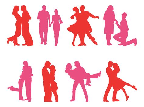 Couple Silhouettes Set Vector Art And Graphics