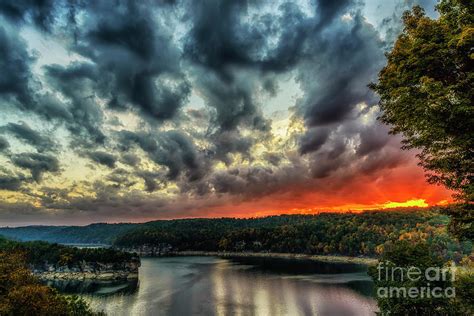 Summersville Lake Fiery Sunrise Photograph By Thomas R Fletcher Fine