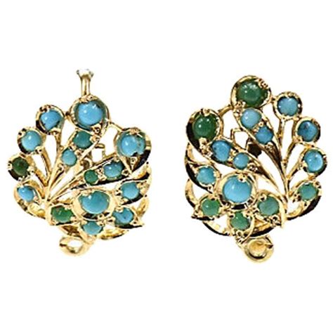 Victorian Turquoise Yellow Gold Drop Earrings At 1stDibs