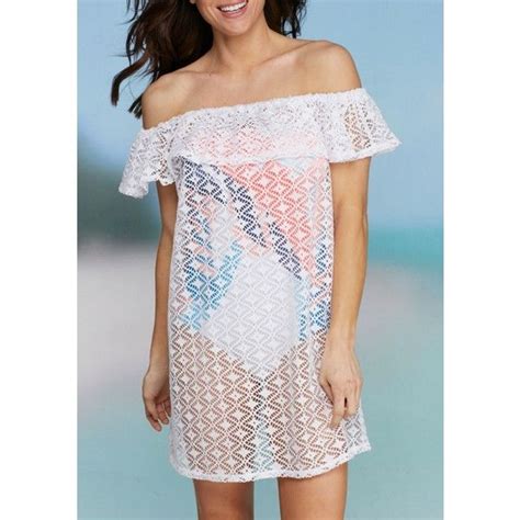 Miken Off The Shoulder Crochet Swim Cover Up 18 Liked On Polyvore