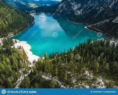 A Fantastic View On The Braies Lake Stock Image Image Of Braies