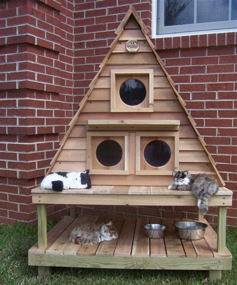 Triplex Cat House With Platform Feral Cat Shelter Feral Cat House