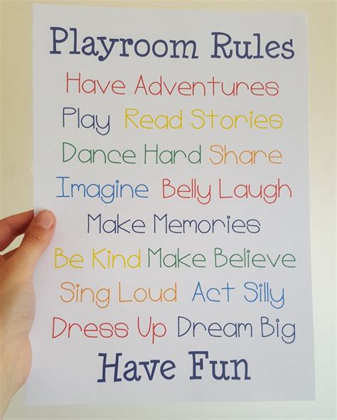 Playroom Rules Print Kids Bedroom Sign New Home T Etsy