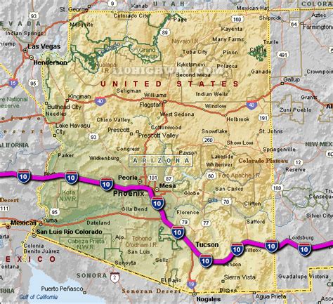 Interstate 10 Mile Marker Map Arizona Pinellas County Elevation Map