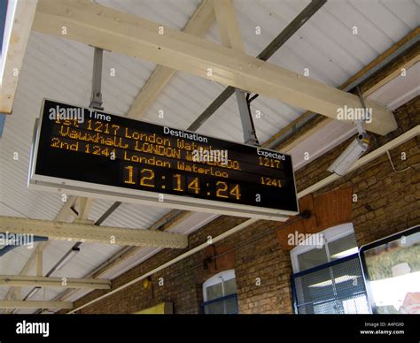Train Destination Board Departures At A Railway Station Stock Photo Alamy