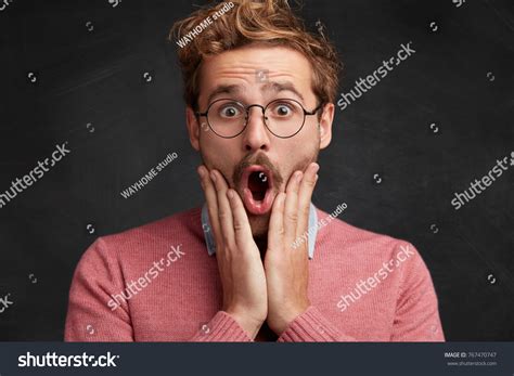 Stupefied Shocked Surprised Young Male Has Stock Photo 767470747