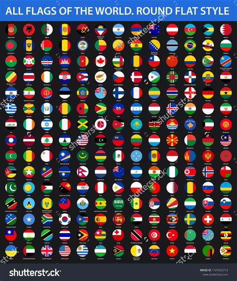 All Flags World Alphabetical Order Round Stock Illustration 1101822713