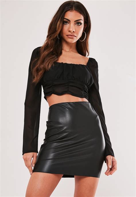 Black Faux Leather Mini Skirt Missguided Ireland