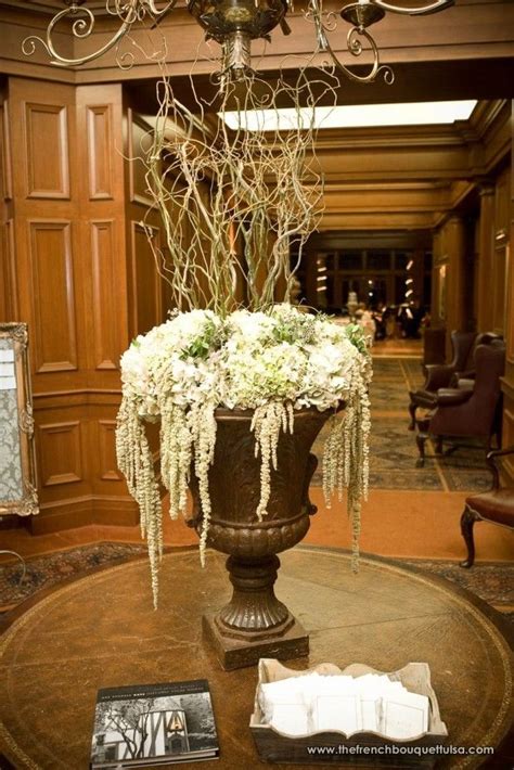 Curly Willow Will Extend Out Of The Cylinder Vase With A Mound Of White Hydrangeas Pale Pink