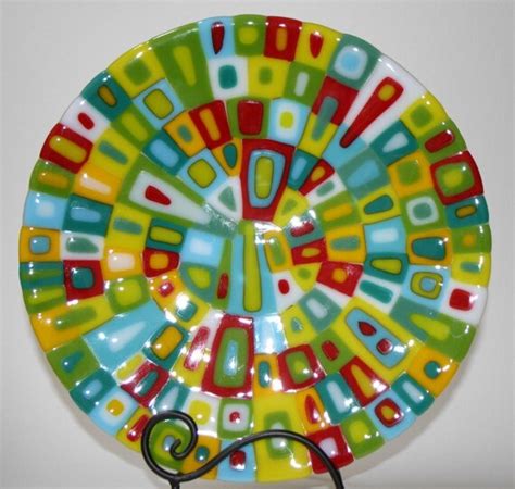 Items Similar To Mid Century Modern Colorful Fused Glass Plate On Etsy