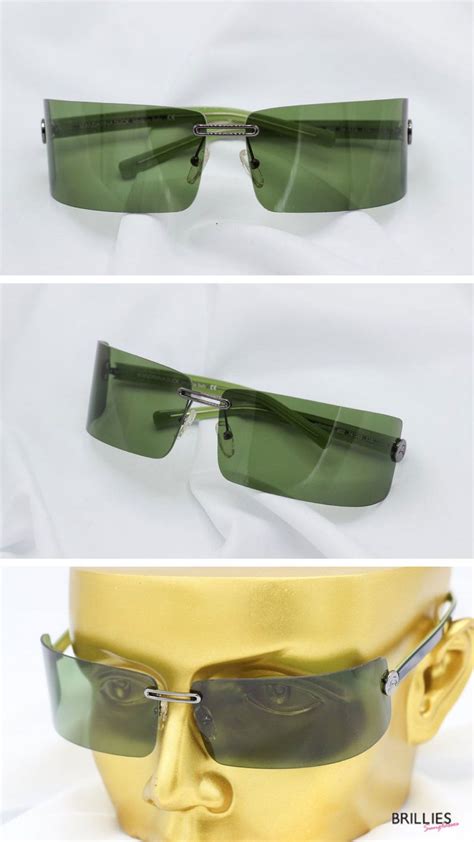 Green Wrap Shield Sunglasses Vintage Sunglasses Orange Tinted Lenses Green Glasses