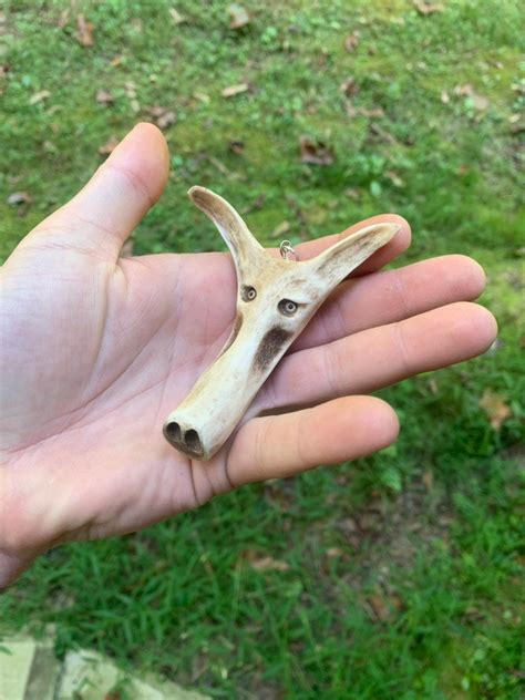 Bone Pendant Deer Antler Pendant Deer Antler Carving Wearable Bone