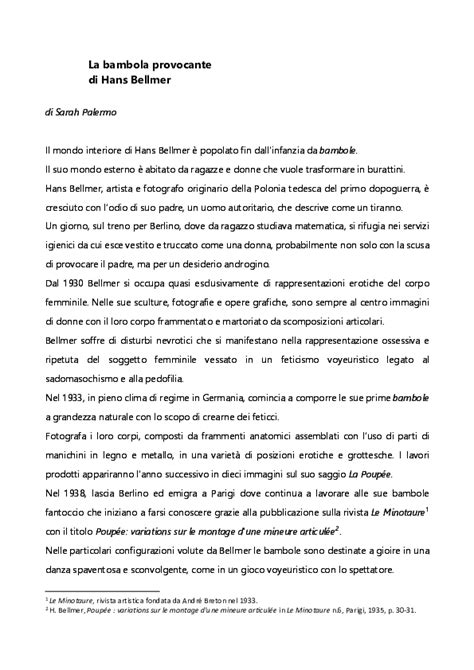 Pdf La Bambola Provocante Di Hans Bellmer Sarah Palermo