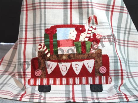 Vintage Christmas Truck Pattern Kitchen Towel Applique Pattern