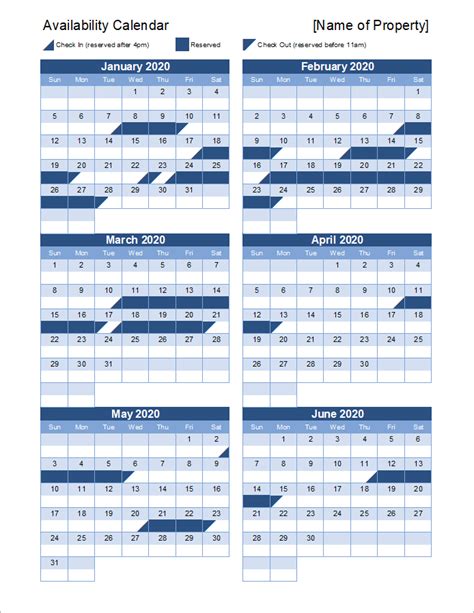 Availability Calendar Template