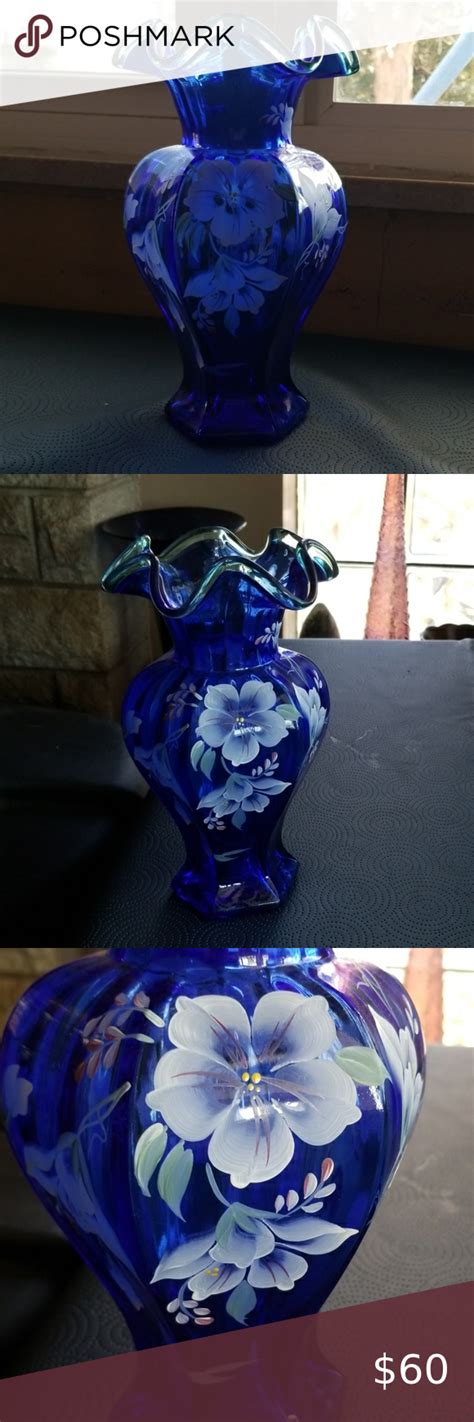 Fenton 75th Anniversary Vase Fenton Blue Vase Vase