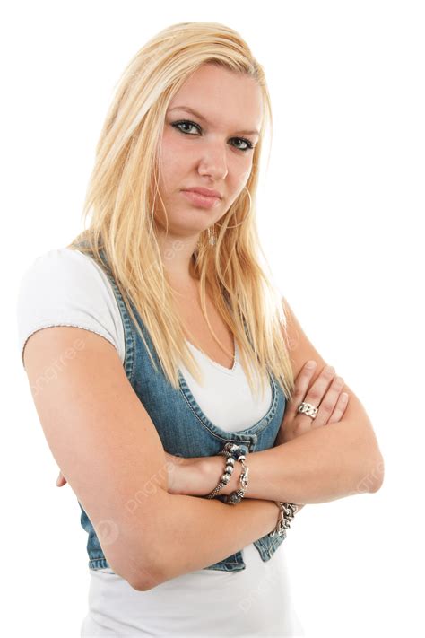 Blonde Woman Posing With Crossed Arms In Girl Beautiful Blonde Png