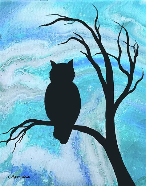 Owl Silhouette Abstract Painting By Carole Martindale Pixels
