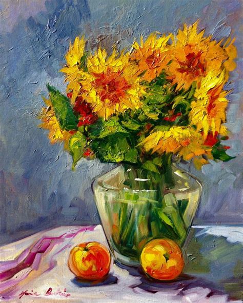 Maria Bertran Brilliant Sunflowers Contemporary Impressionist Still
