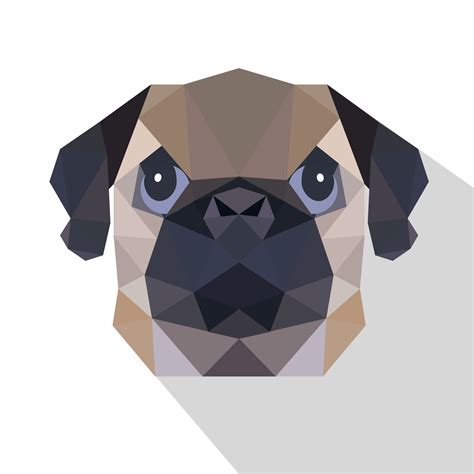 Low Poly Pug Pet Portrait Pop Art Animals Low Poly Art Polygon Art