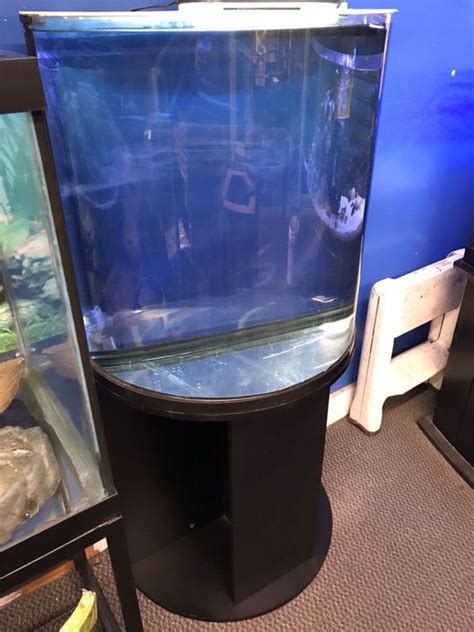 30 Gallon Half Moon Bowfront Aquarium Fish Tank Complete Set Up 200
