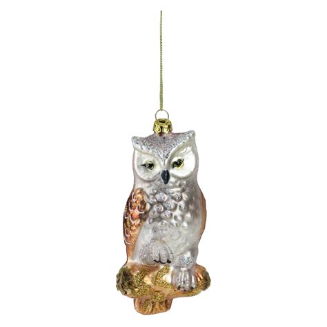 Northlight Glittery Gold And Silver Perched Owl On Branch Christmas