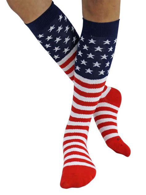 American Flag Knit Knee High Socks 841486102228 Ebay