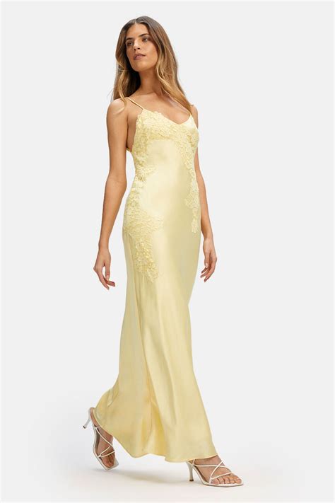 Avoco Lace Detail Midi Dress In Canary Yellow Bardot Yellow Formal