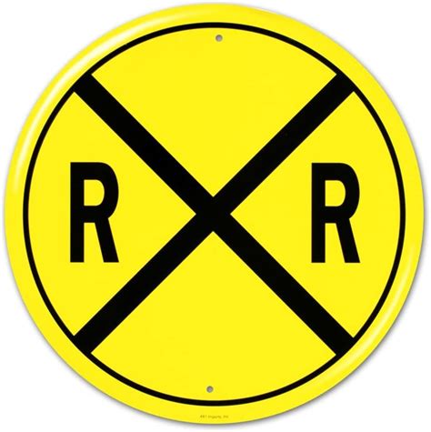 Railroad Crossing Rr X Ing Round Tin Sign 12 X 12in Garden