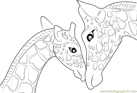 Mother And Baby Giraffe printable coloring page for kids and adults