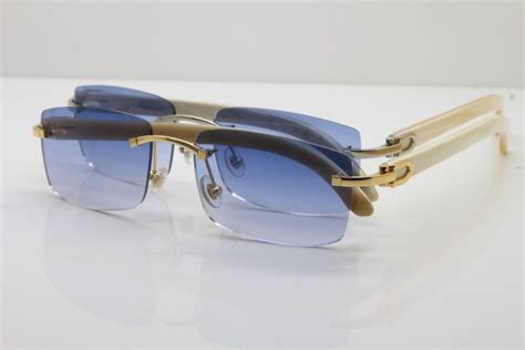 Cartier Rimless 8200757 Sunglasses Original White Genuine Natural Horn