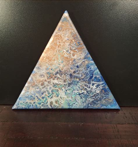 Ocean Themed Abstract Original Painting Triangle Canvas Etsy