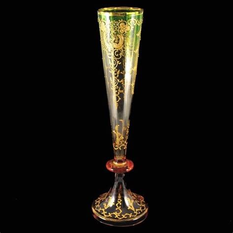 Antique Green To Rose Gold Enamel Moser Glass Vase 265 Moser Glass Moser Glass Bohemian