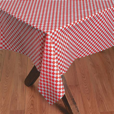 Red White Checkered Banquet Plastic Tablecloth Roll Oriental