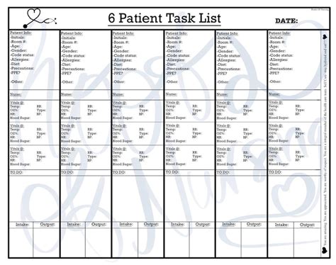 Cna Patient Task Listreport Sheet For 6 Patients Etsy Hong Kong