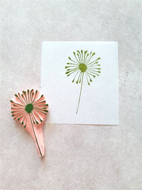 Dandelion Rubber Stamp For Bullet Journal Blossom Flower Etsy