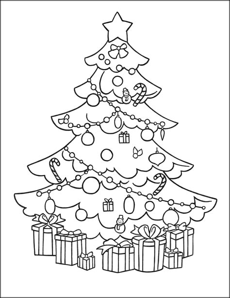 christmas tree coloring page gifts