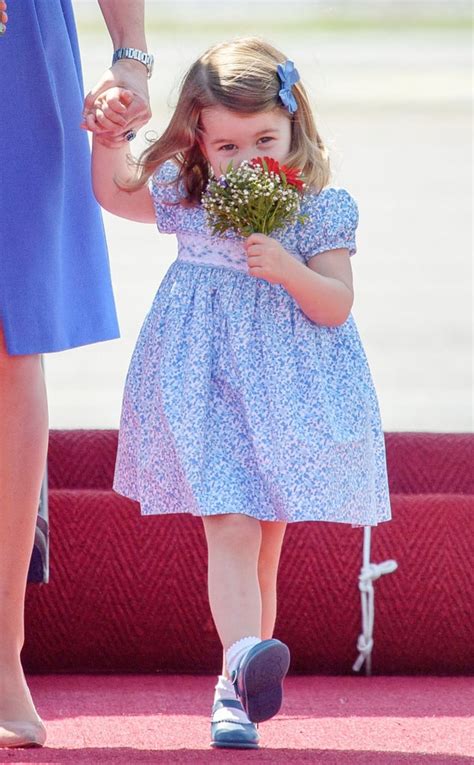 Princess Charlotte Looks Sweet Wearing A Blue Floral Smocked Dress As
