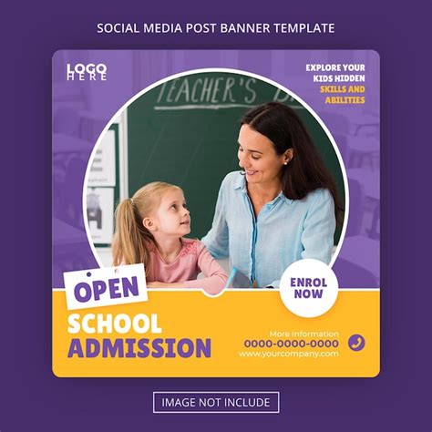 Premium Psd Editable School Admission Social Media Post Banner Template