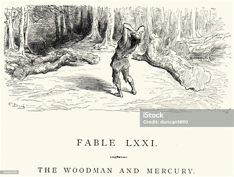 La Fontaines Fables The Woodman And Mercury Stock Illustration