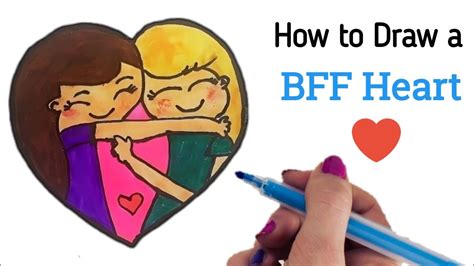 How To Draw Best Friends Forever Heart Bff Drawings Easy Step By Step Friendship Day Drawing