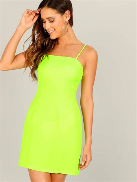 neon lime bodycon cami dress cami dress dresses neon green dresses