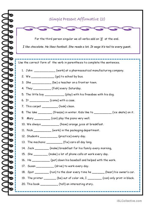Present Simple Affirmative Rd Person Singular Worksheet Hot Sex Picture