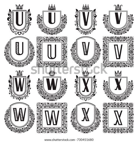 Isolated Vintage Monograms Set Heraldic Logos Stock Vector Royalty