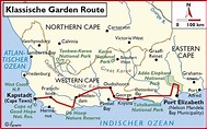 Klassische Garden Route in Südafrika -- Übersichtskarte | Garden route ...