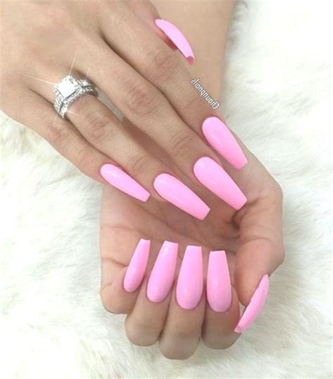 14 Pink Coffin Nails Matte Pink Coffin Nails With Black Tips Light