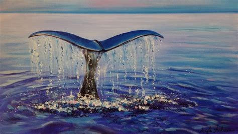 Easy Beginner Acrylic Painting Whale Tail Ocean Live Step By Step