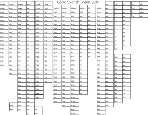 Printable Copic Swatch Sheet Victoria Blouin