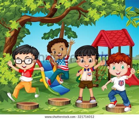 Children Playing Playground Illustration Stock Vector Royalty Free