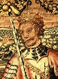 Valdemar II of Denmark in tapestry. Valdemar II af Danmark,detalje fra ...